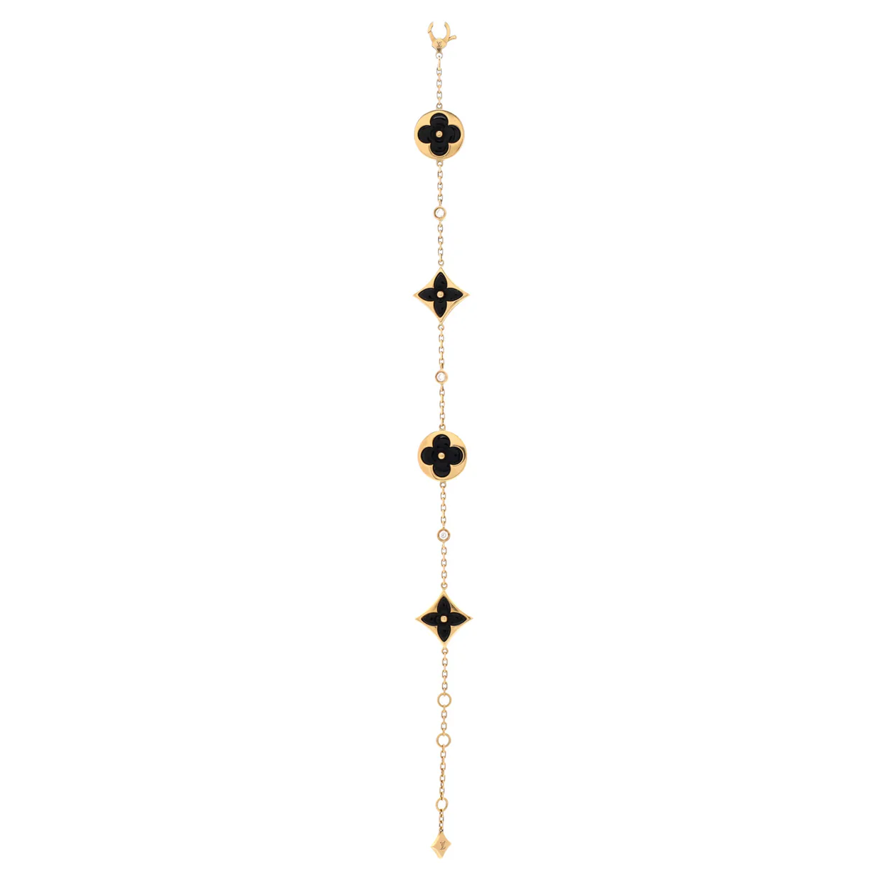 Color Blossom BB Multi Motif Bracelet 18K Yellow Gold with Onyx and Diamonds - Deep Luxury