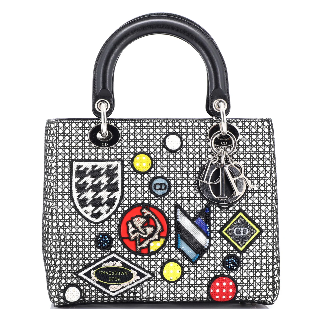 Lady Dior Bag Patch Embellished Micro Cannage Calfskin Medium - Deep Luxury
