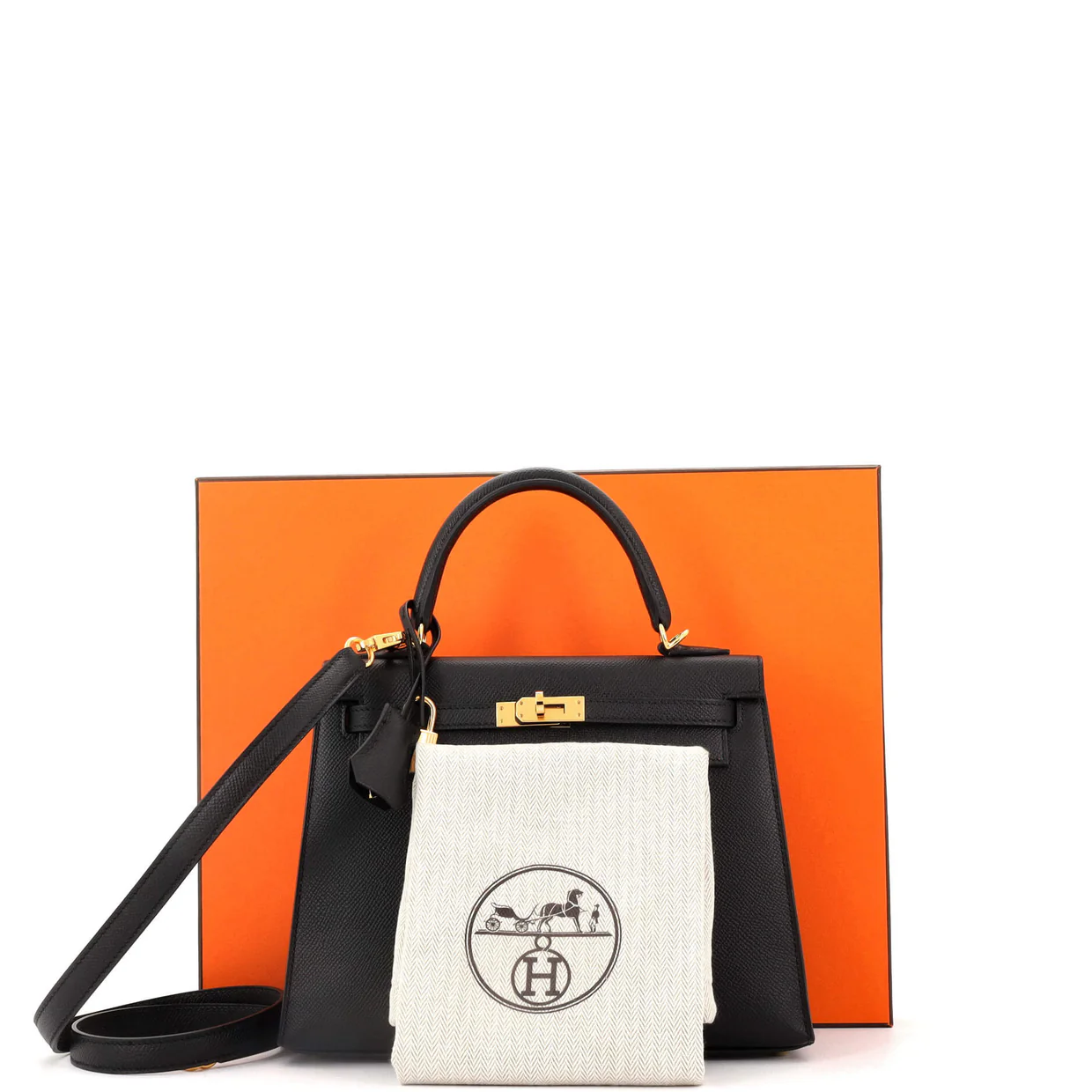 Kelly Handbag Noir Epsom with Gold Hardware 25 - Deep Luxury