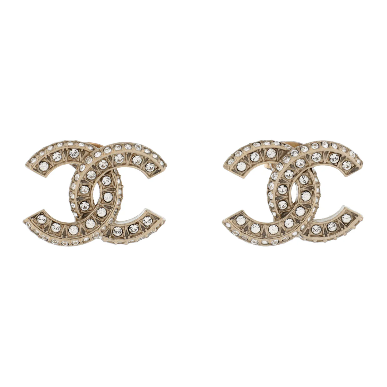 CC Stud Earrings Metal with Crystals - Deep Luxury