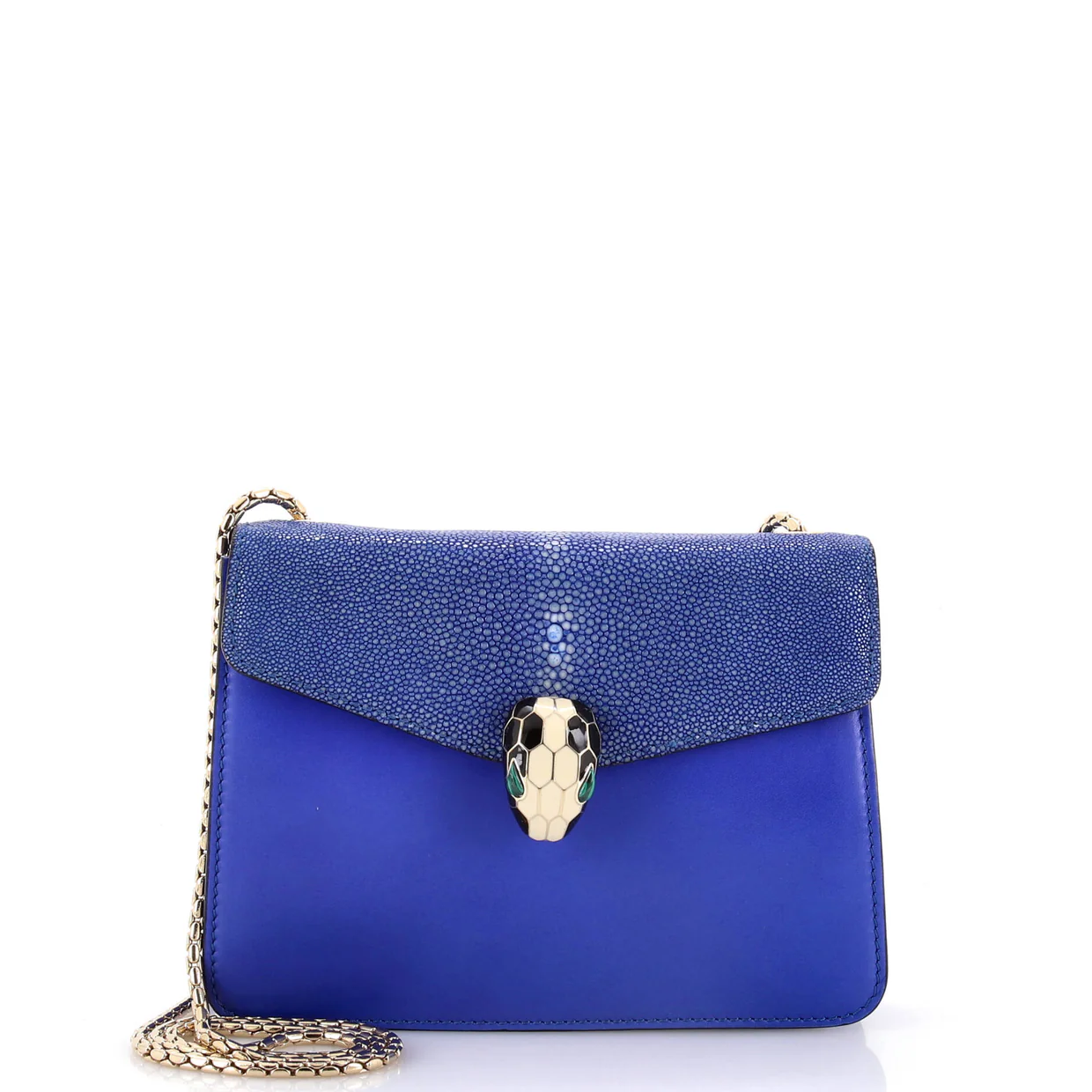 Serpenti Forever Square Shoulder Bag Leather and Stingray Small - Deep Luxury