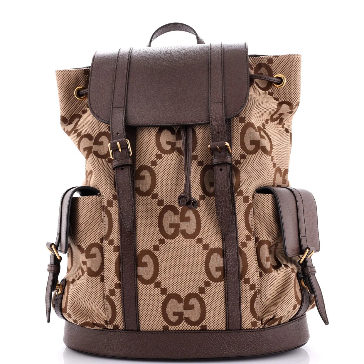 Double Pocket Belt Backpack Jumbo GG Canvas and Leather Large - Deep Luxury