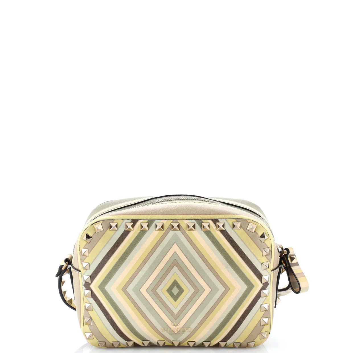1975 Rockstud Camera Crossbody Bag Striped Leather - Deep Luxury
