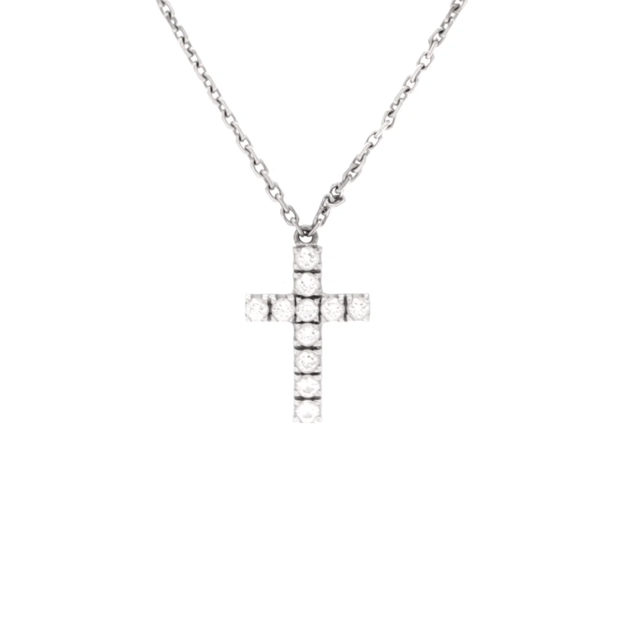 Cross Pendant Necklace 18K White Gold with Diamonds - Deep Luxury