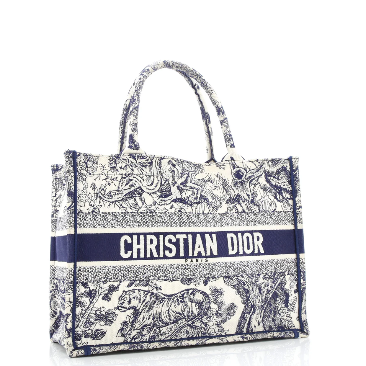 Book Tote Embroidered Canvas Medium - Deep Luxury