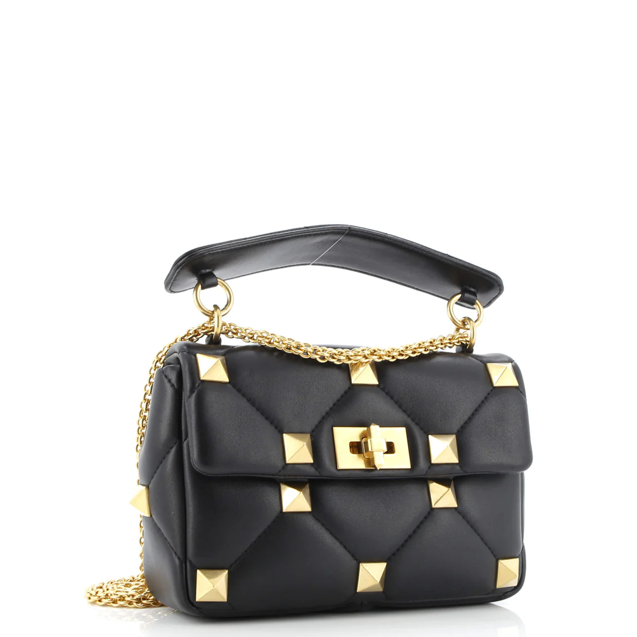 Roman Stud Flap Bag Quilted Leather Medium - Deep Luxury