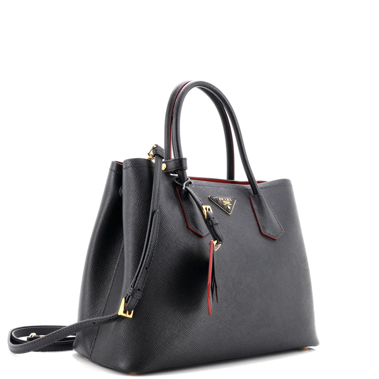 Cuir Double Tote Saffiano Leather Small - Deep Luxury