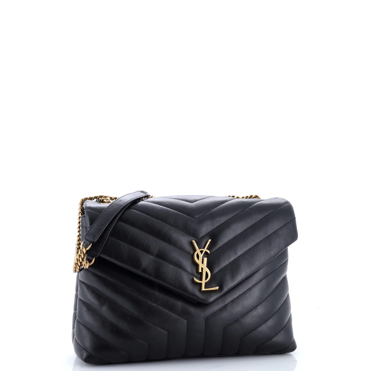 Loulou Shoulder Bag Matelasse Chevron Leather Medium - Deep Luxury