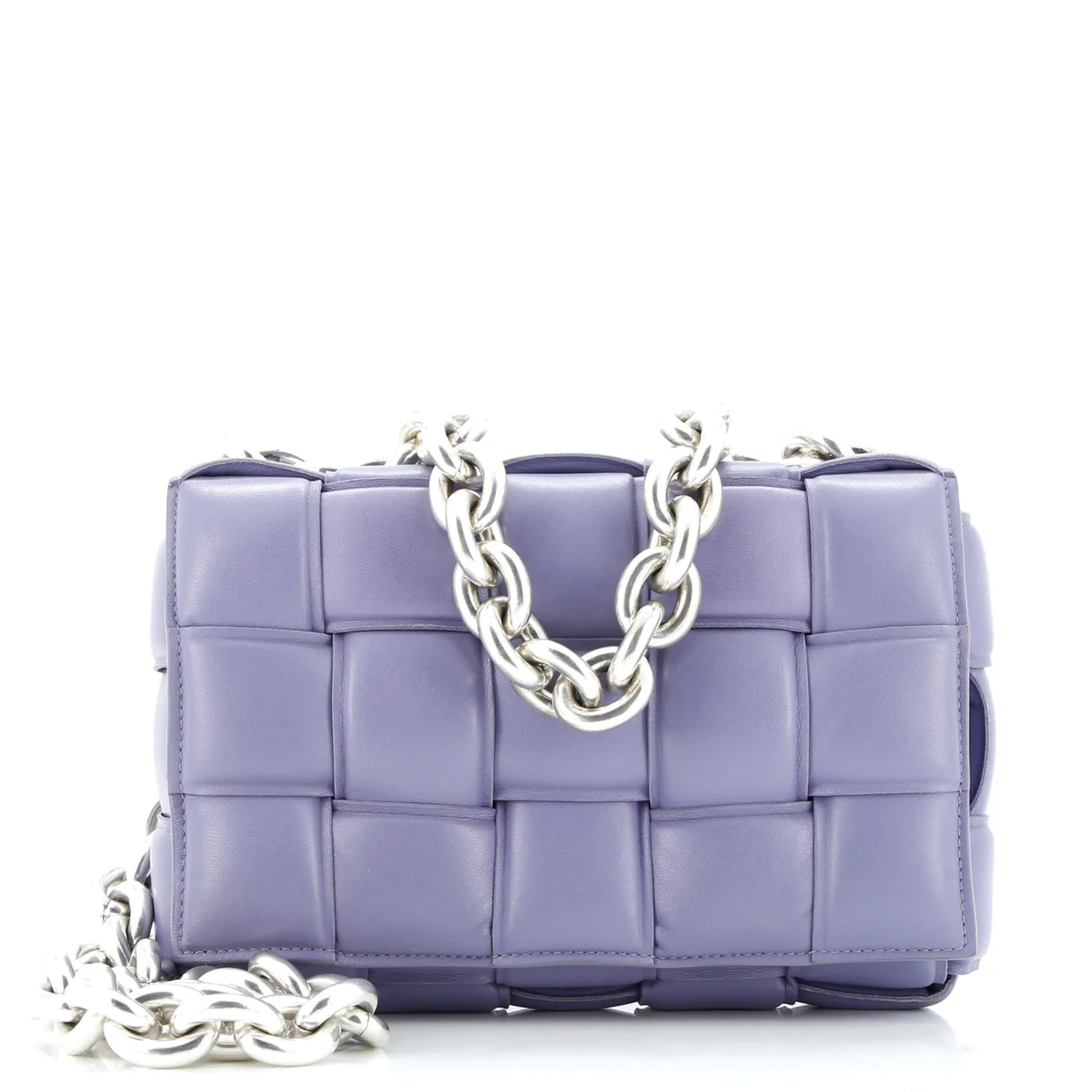 Cassette Chain Crossbody Bag Padded Maxi Intrecciato Leather - Deep Luxury