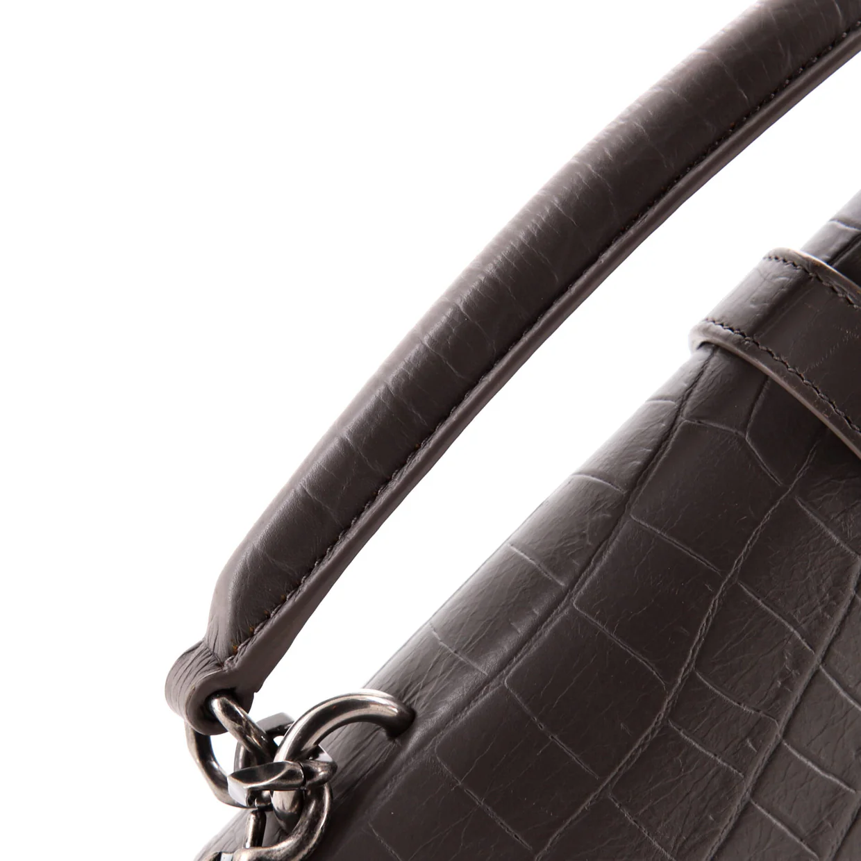 Classic Monogram College Bag Crocodile Embossed Leather Medium - Deep Luxury