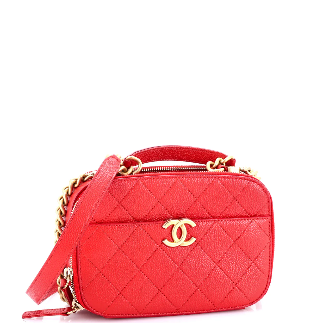 CC Top Handle Camera Bag Quilted Caviar Small - Deep Luxury