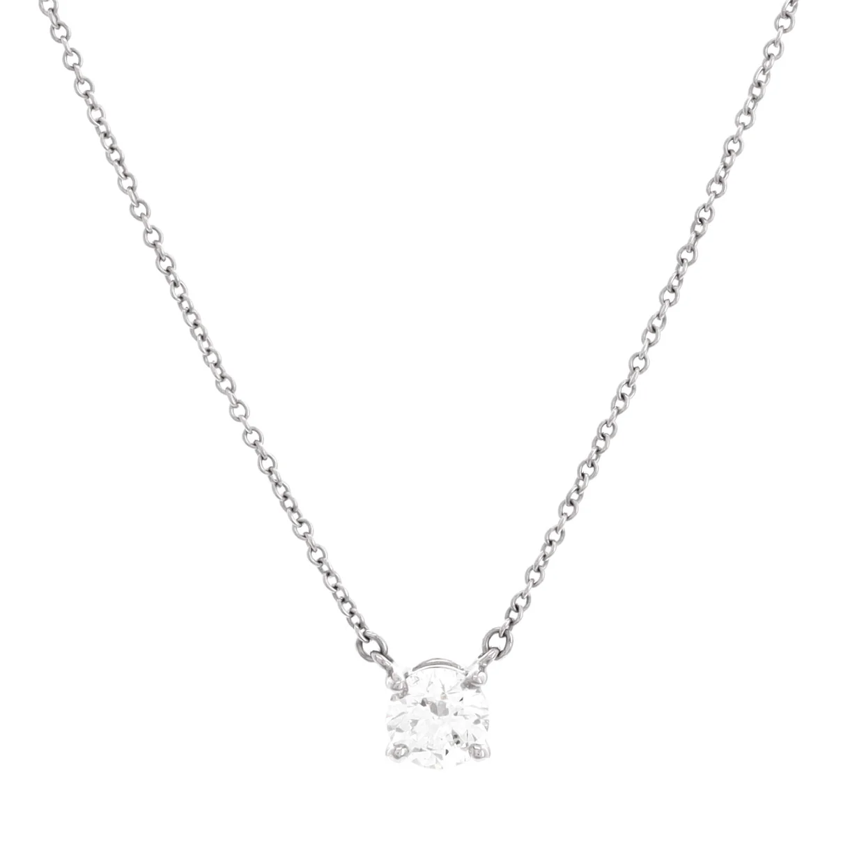Solitaire Pendant Necklace Platinum with RBC Diamond .61CT - Deep Luxury