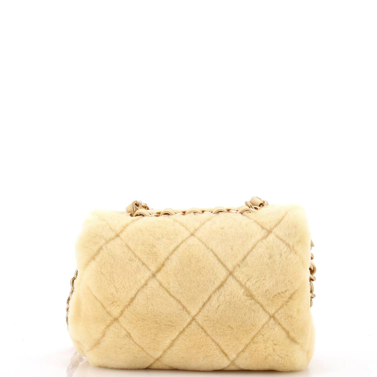 CC Bar Chain Handle Flap Bag Quilted Shearling Large - Deep Luxury