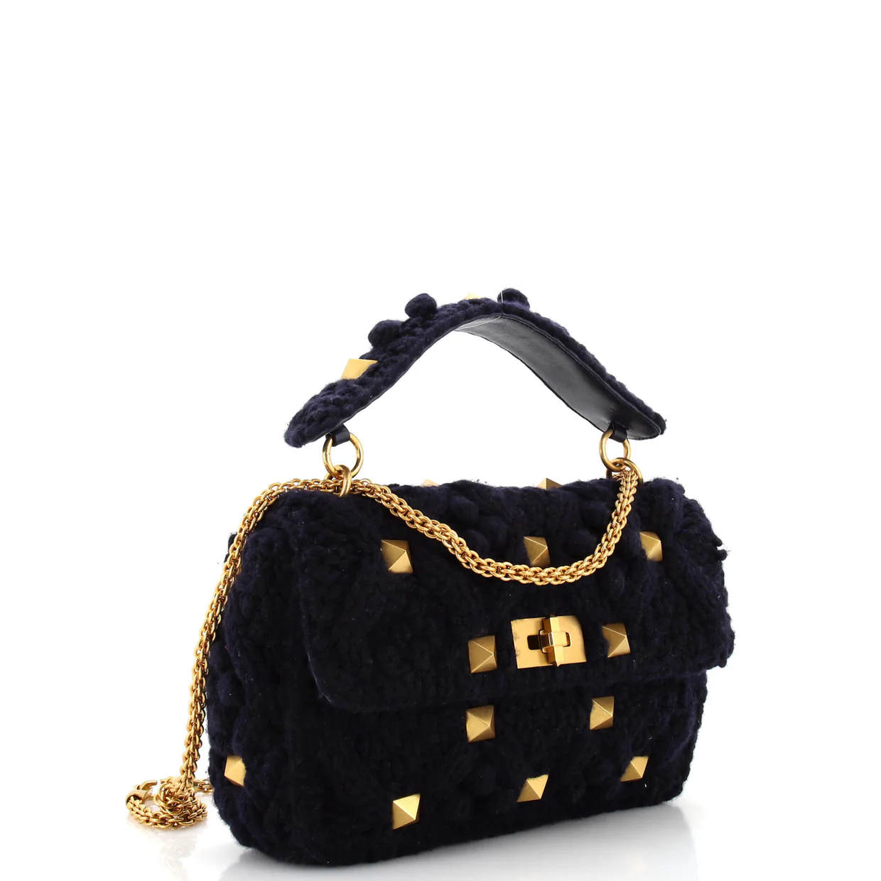 Roman Stud Flap Bag Quilted Knit Large - Deep Luxury
