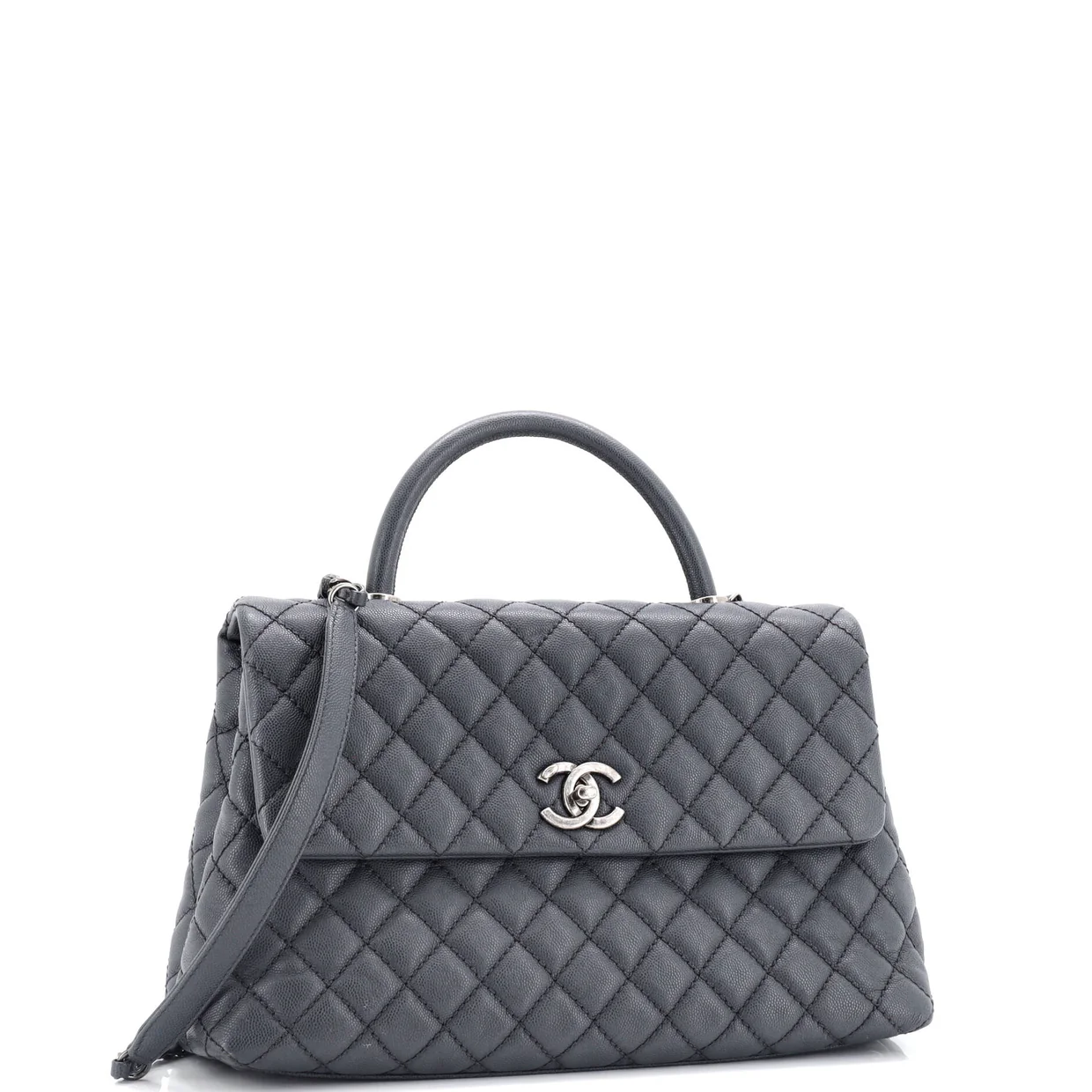 Coco Top Handle Bag Quilted Caviar Medium - Deep Luxury