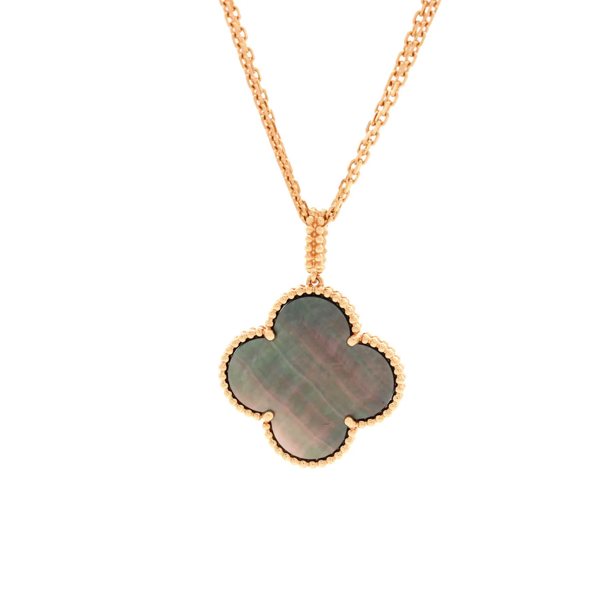 Magic Alhambra Long Necklace 18K Rose Gold and Grey Mother of Pearl - Deep Luxury