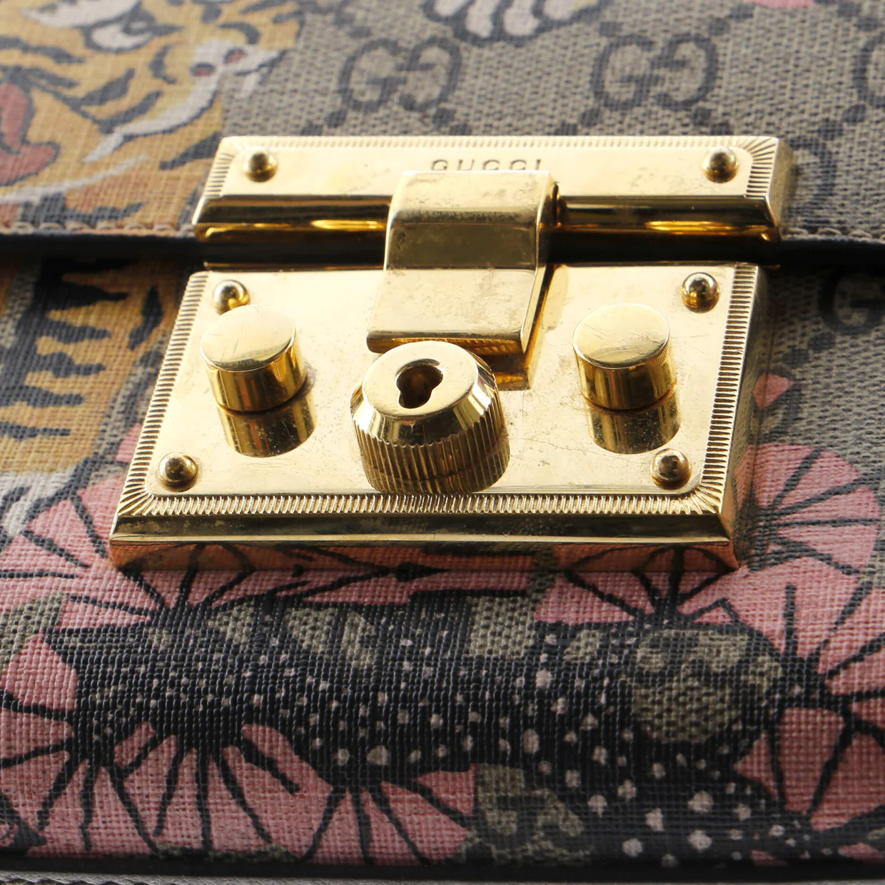 Padlock Shoulder Bag Bengal Print GG Coated Canvas Small - Deep Luxury