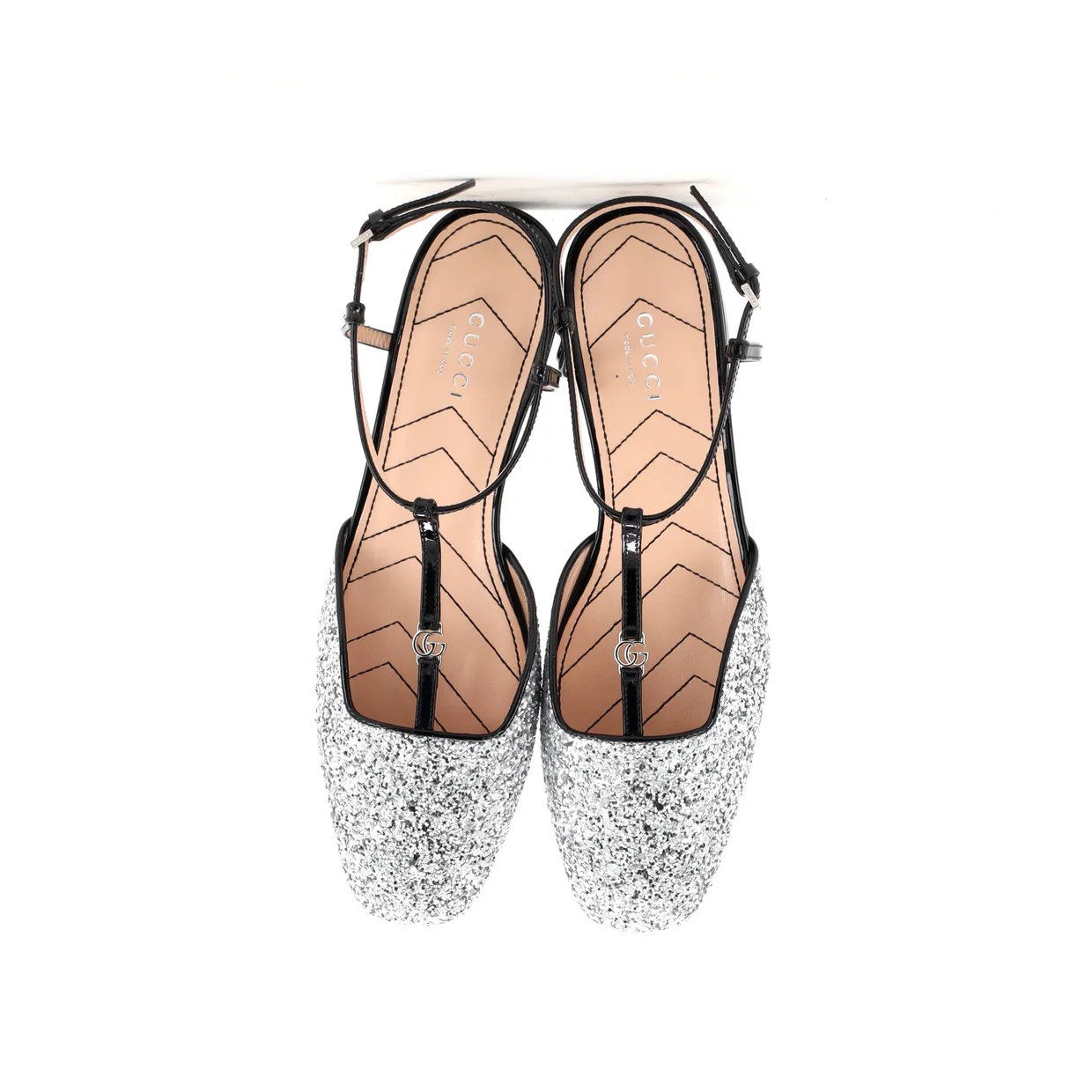 Women's GG Slingback Flats Glitter and Patent - Deep Luxury