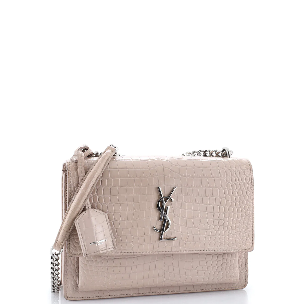 Sunset Crossbody Bag Crocodile Embossed Leather Medium - Deep Luxury