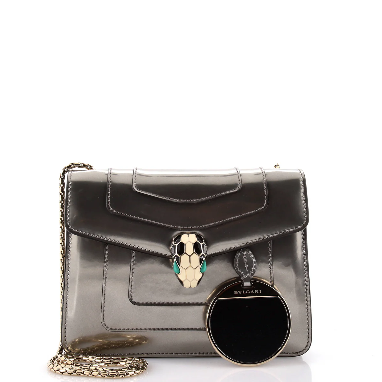 Serpenti Forever Square Shoulder Bag Metallic Leather Small - Deep Luxury