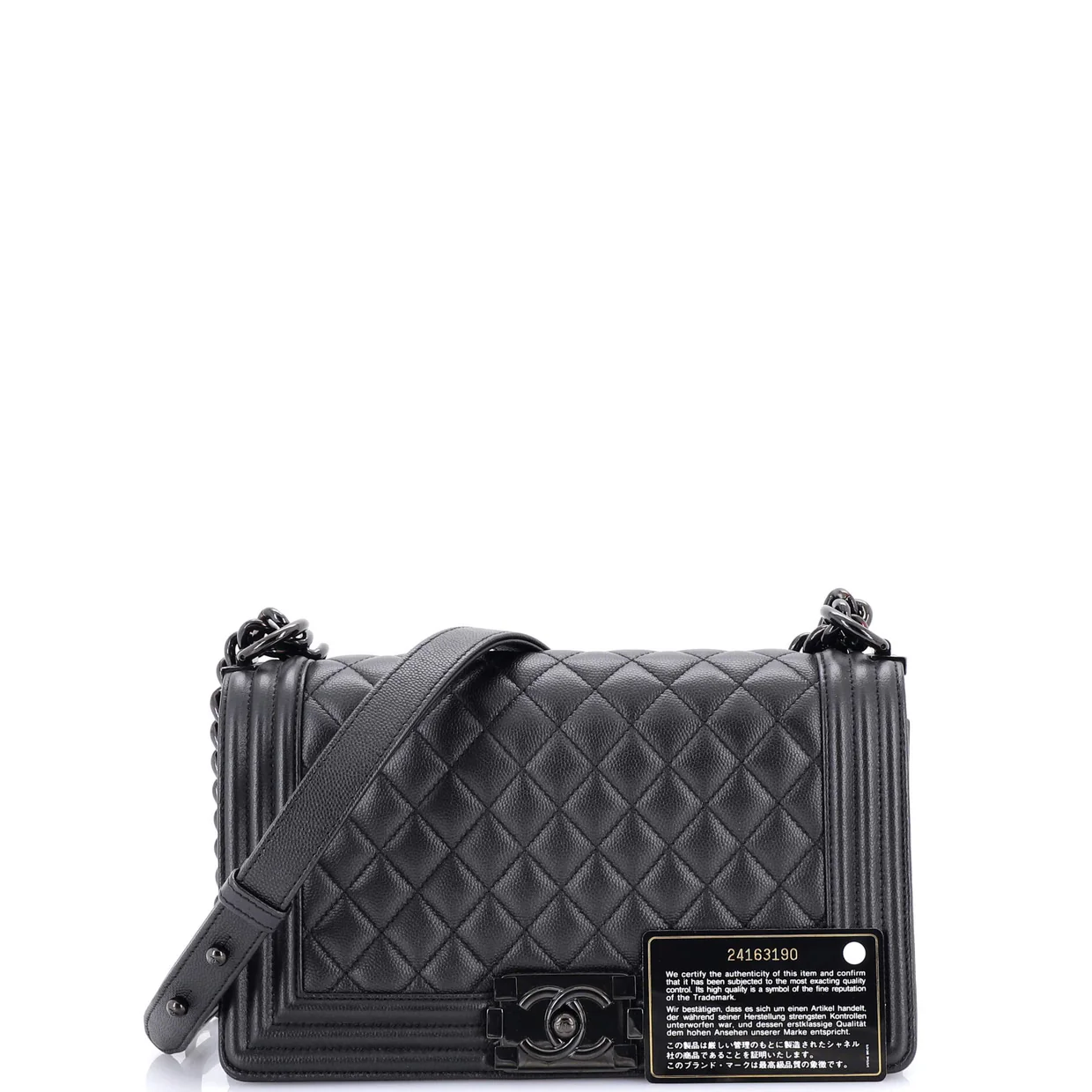 So Black Boy Flap Bag Quilted Caviar Old Medium - Deep Luxury