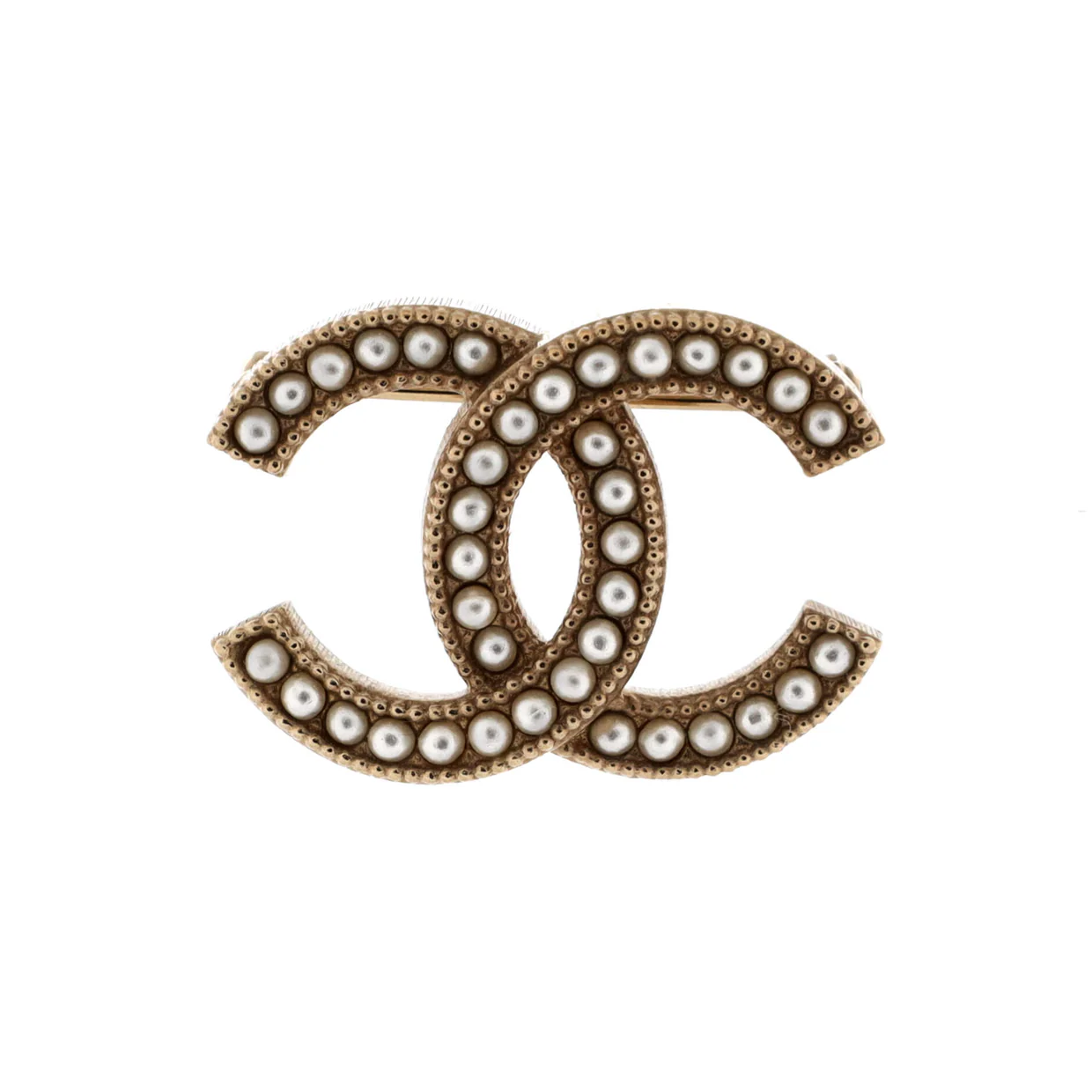 CC Brooch Metal with Faux Pearls - Deep Luxury