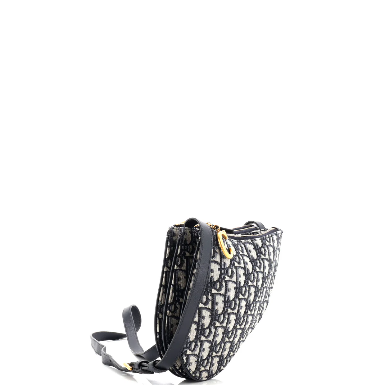 Saddle Triple Zip Crossbody Pouch Oblique Canvas - Deep Luxury