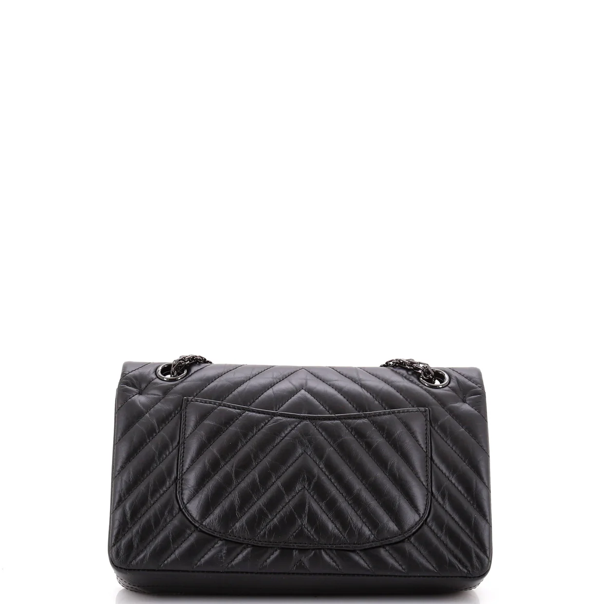 So Black Reissue 2.55 Flap Bag Chevron Aged Calfskin 225 - Deep Luxury