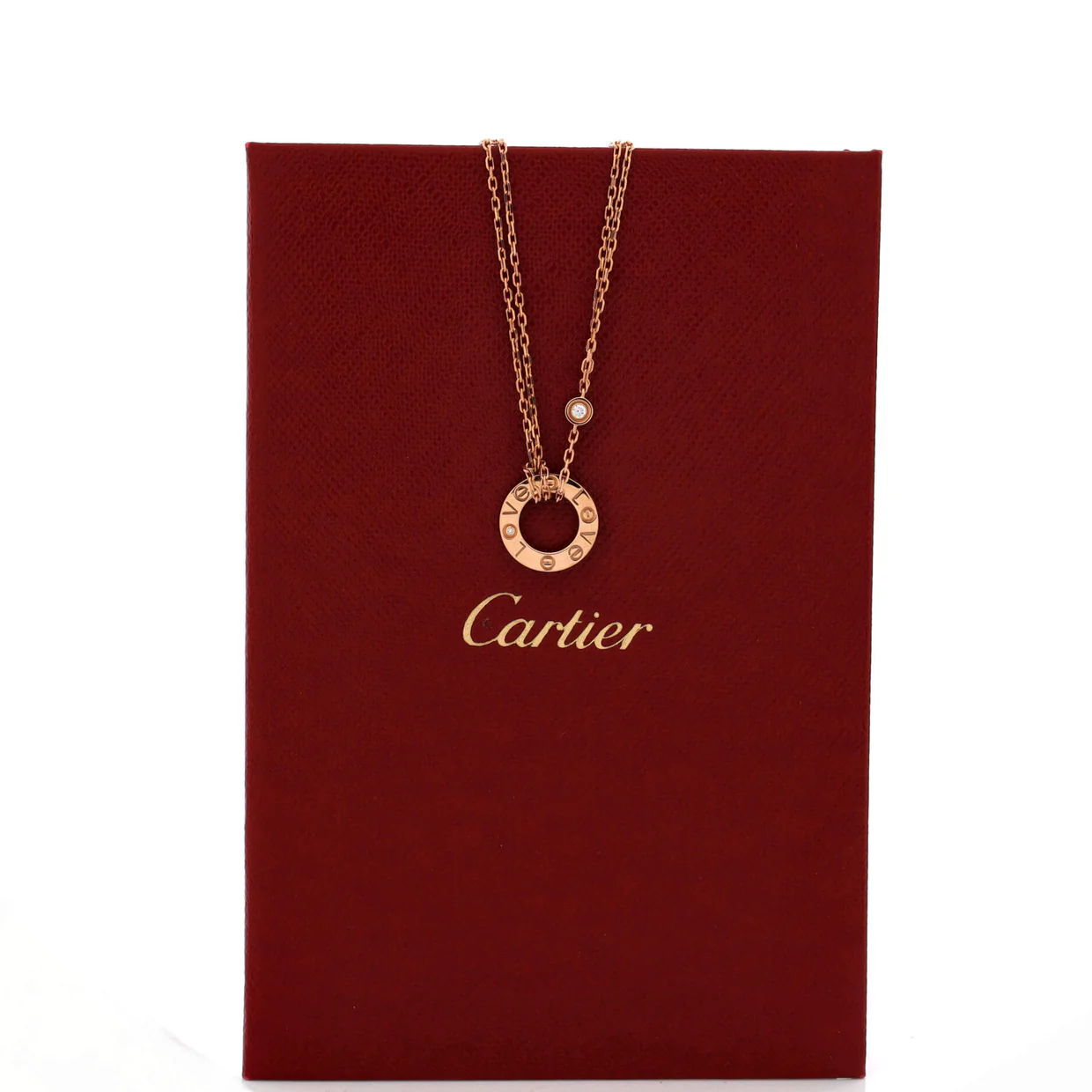 2 Diamonds Love Pendant Necklace 18K Rose Gold and Diamonds - Deep Luxury