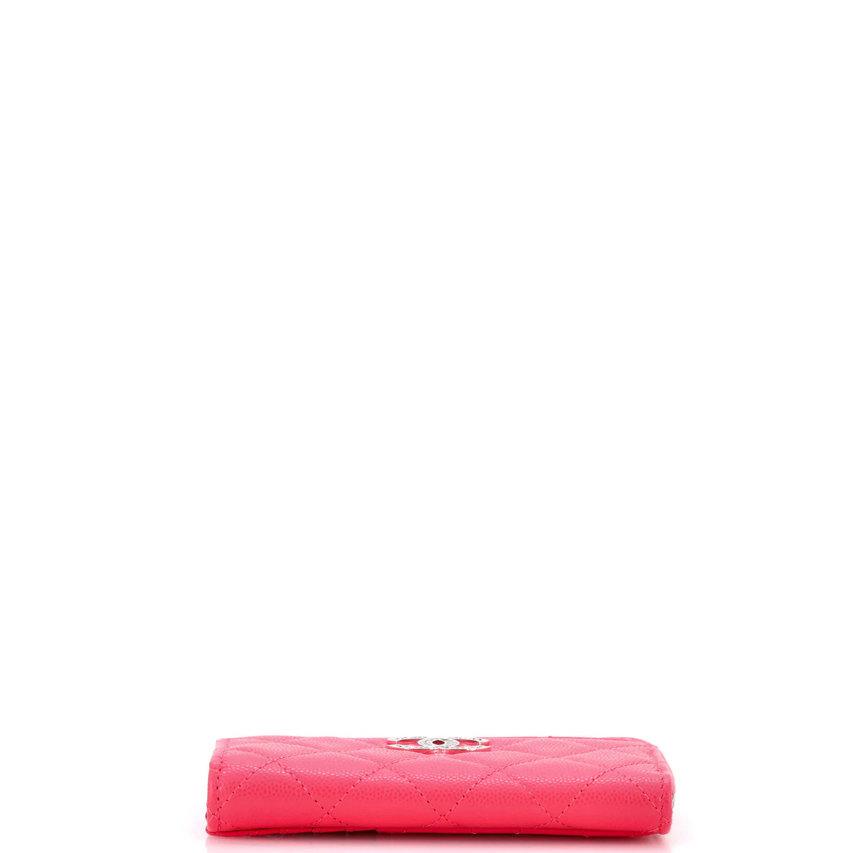 CC Cut Out Coco Chanel Zip Around Card Holder Quilted Caviar - Deep Luxury