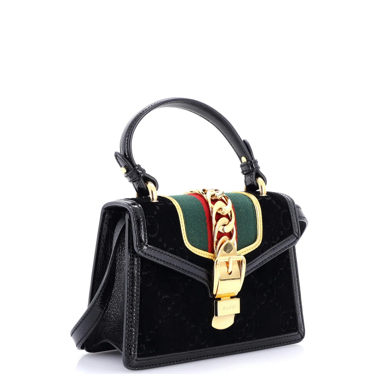 Sylvie Top Handle Bag GG Velvet Mini - Deep Luxury