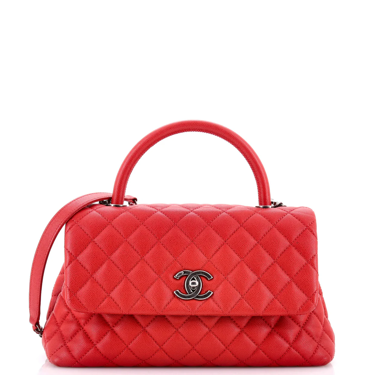 Coco Top Handle Bag Quilted Caviar Small - Deep Luxury