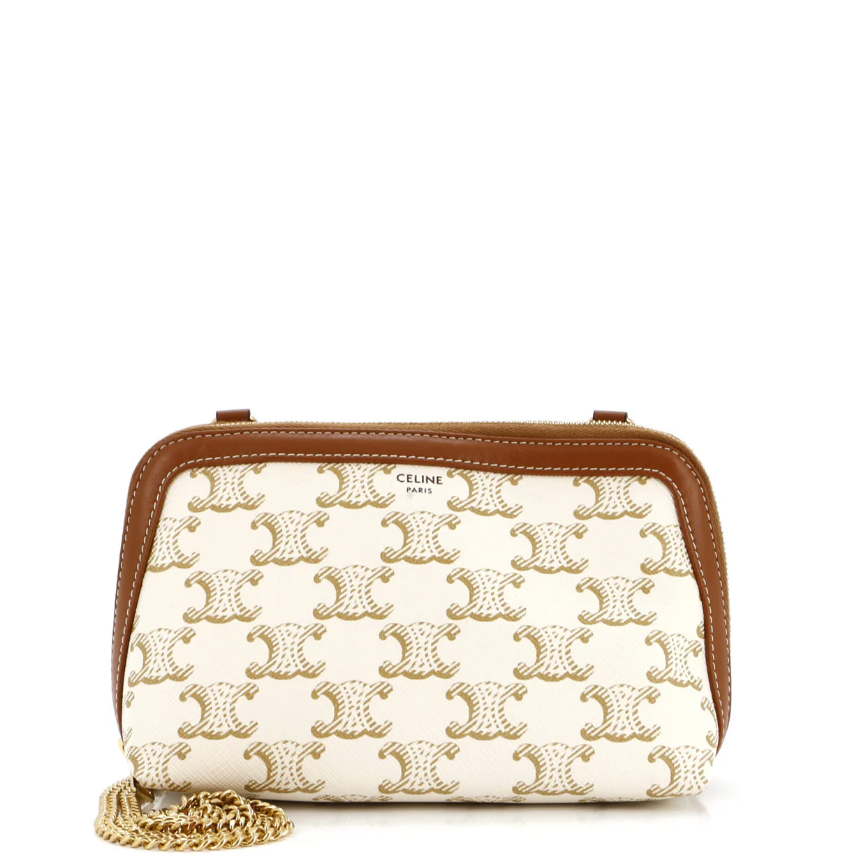 Zip Around Chain Clutch Triomphe Coated Canvas - Deep Luxury