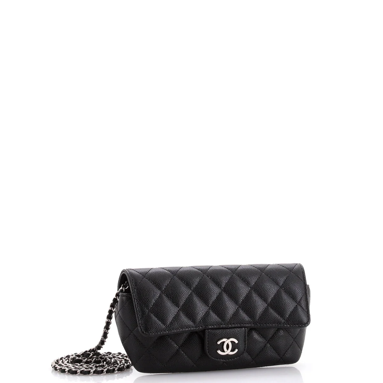 Classic Sunglasses Case with Chain Quilted Caviar - Deep Luxury