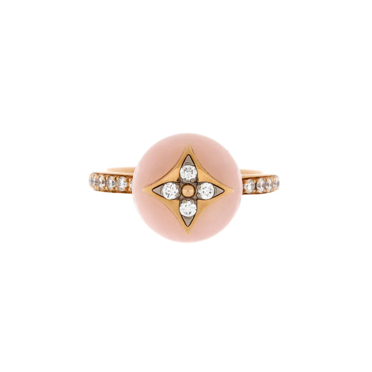 B Blossom Ring 18K Rose Gold and 18K White Gold with Pink Opal and Diamonds - Deep Luxury