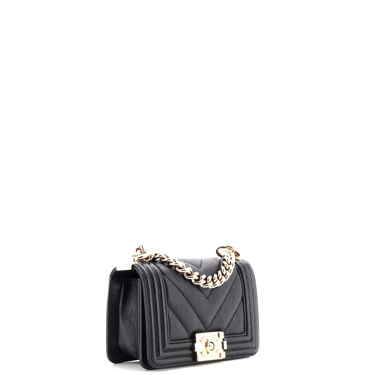 Boy Flap Bag Chevron Caviar Mini - Deep Luxury