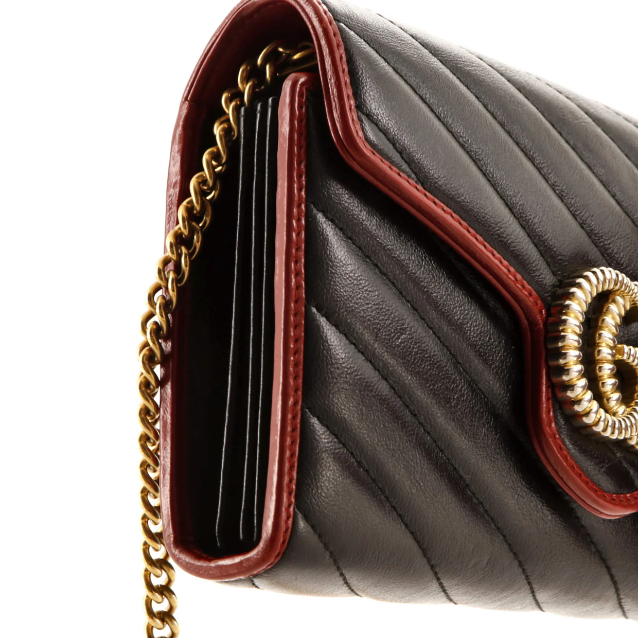 GG Marmont Chain Wallet Diagonal Quilted Leather Mini - Deep Luxury