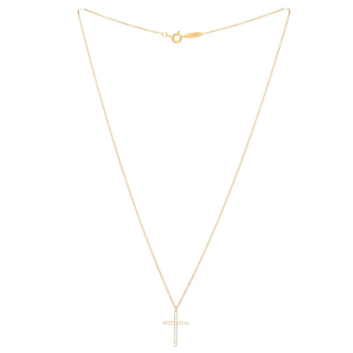 Metro Cross Pendant Necklace 18K Rose Gold and Diamonds Large - Deep Luxury