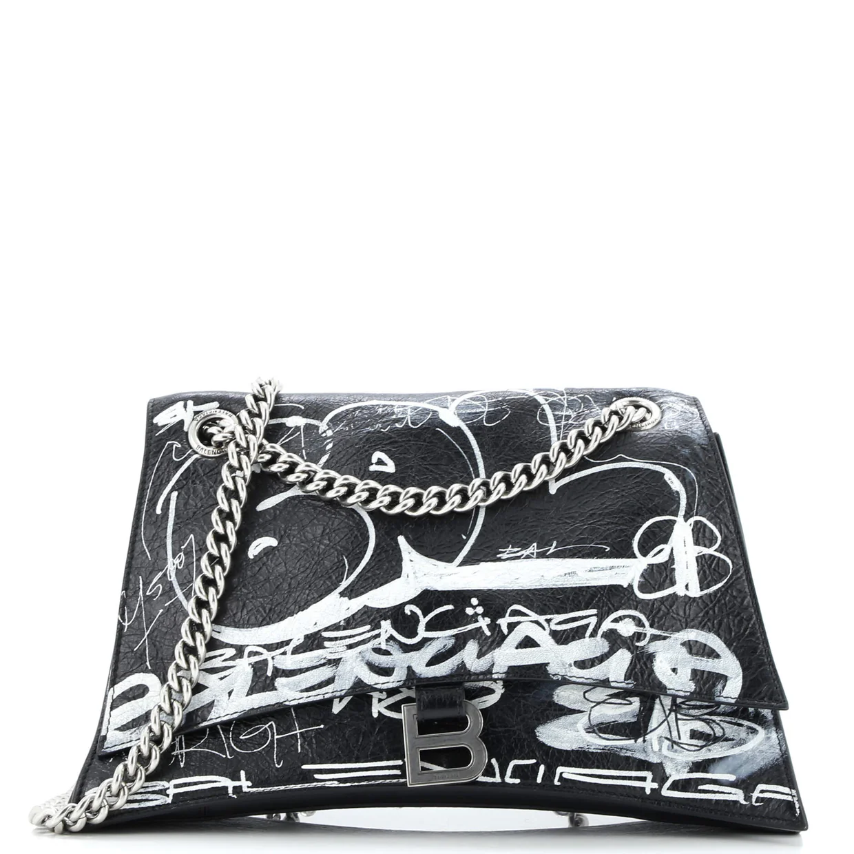 Graffiti Crush Chain Flap Bag Leather Medium - Deep Luxury