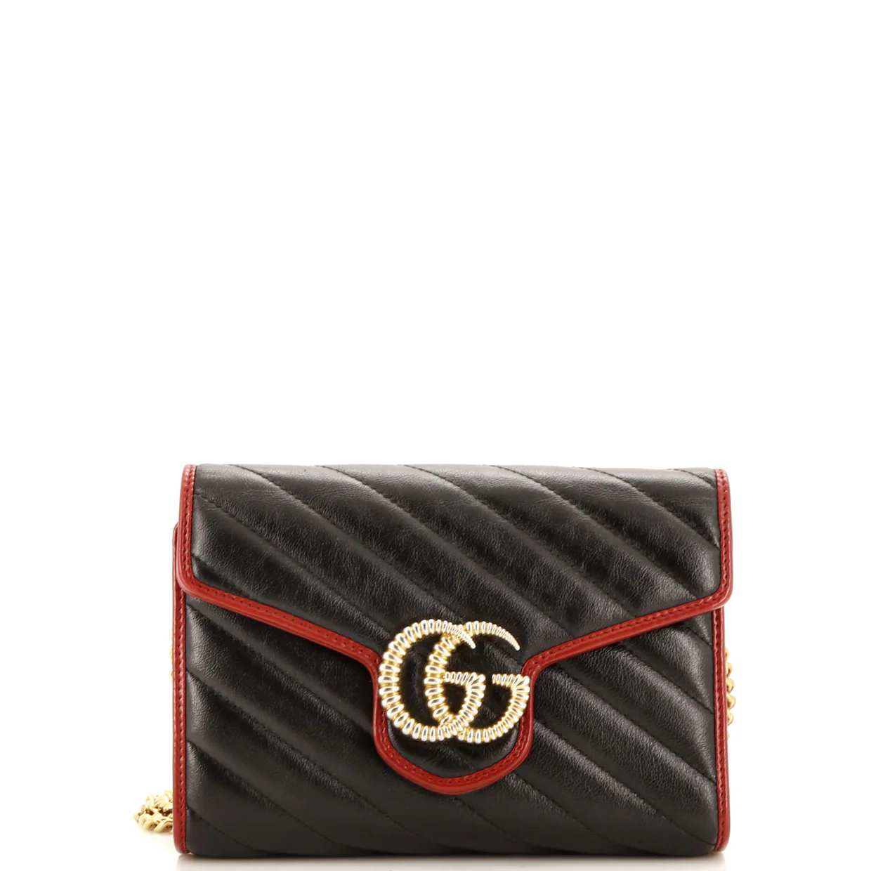 GG Marmont Chain Wallet Diagonal Quilted Leather Mini - Deep Luxury