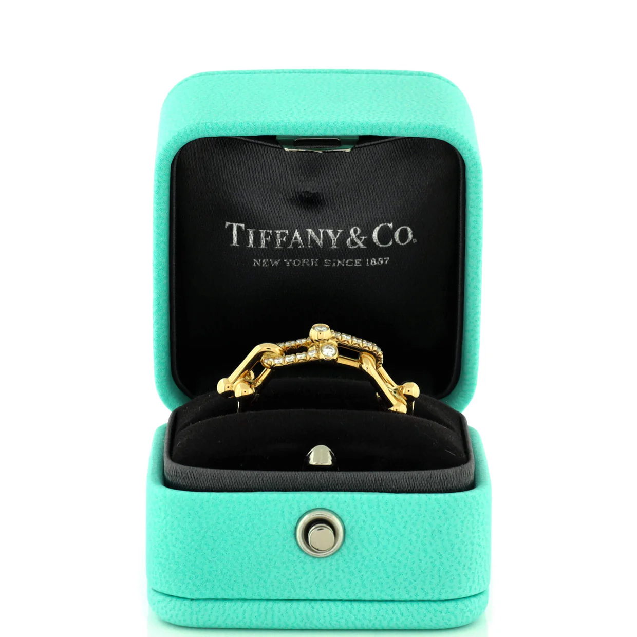 HardWear Link Ring 18K Yellow Gold with Diamonds Small - Deep Luxury