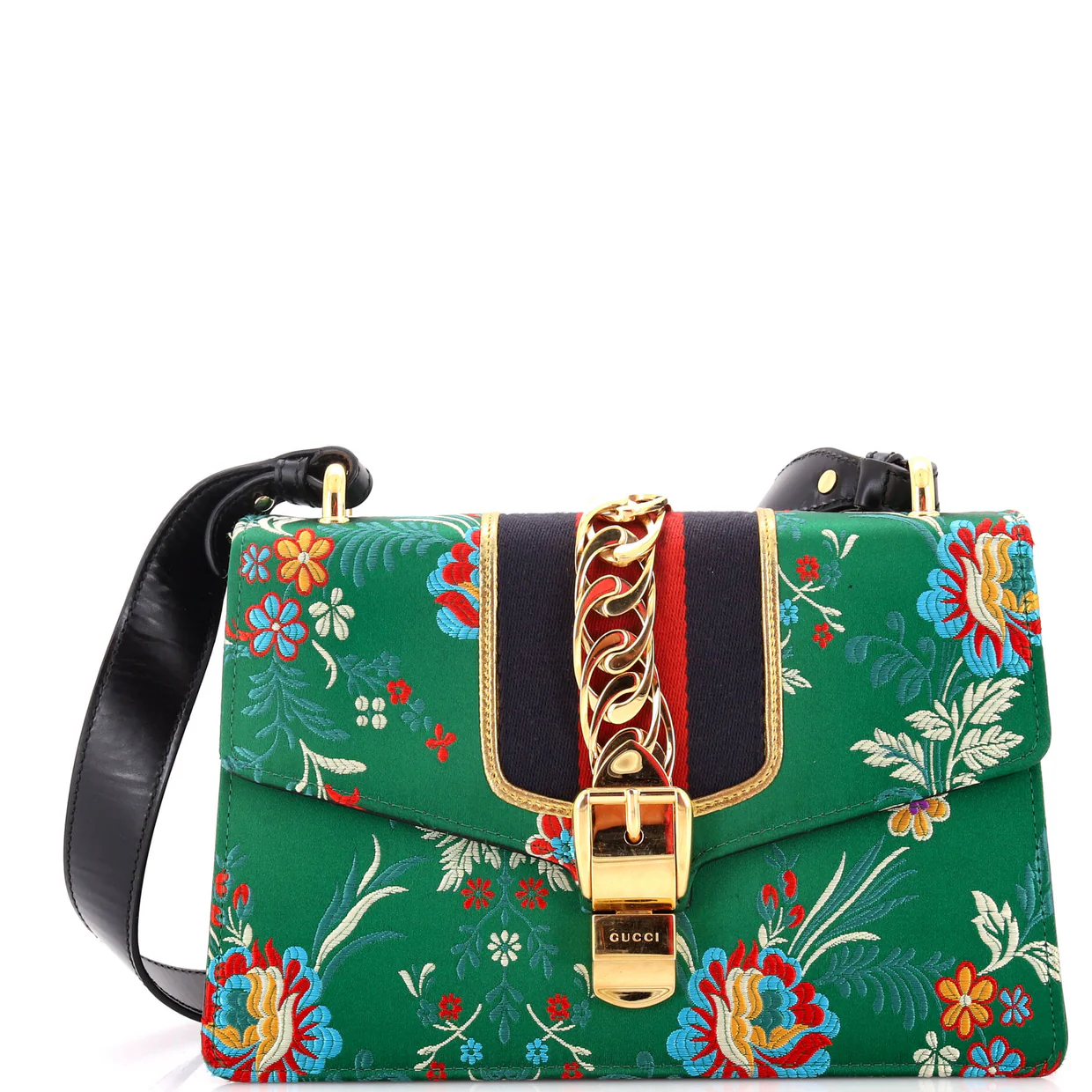 Sylvie Shoulder Bag Floral Jacquard Small - Deep Luxury
