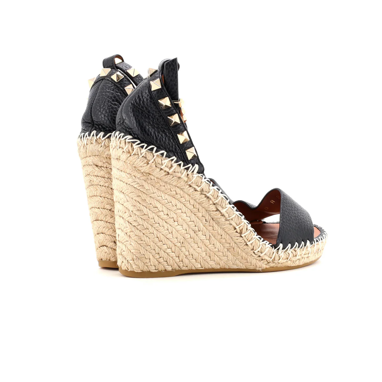 Women's Rockstud Wedge Espadrille Sandals Leather - Deep Luxury