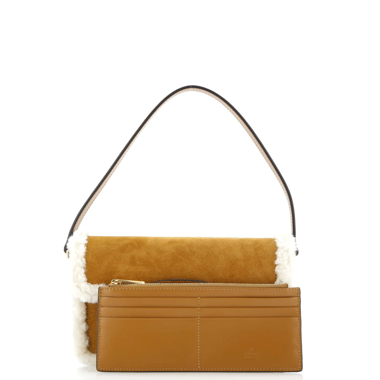 Horsebit 1955 Flap Shoulder Bag Suede with Shearling Mini - Deep Luxury