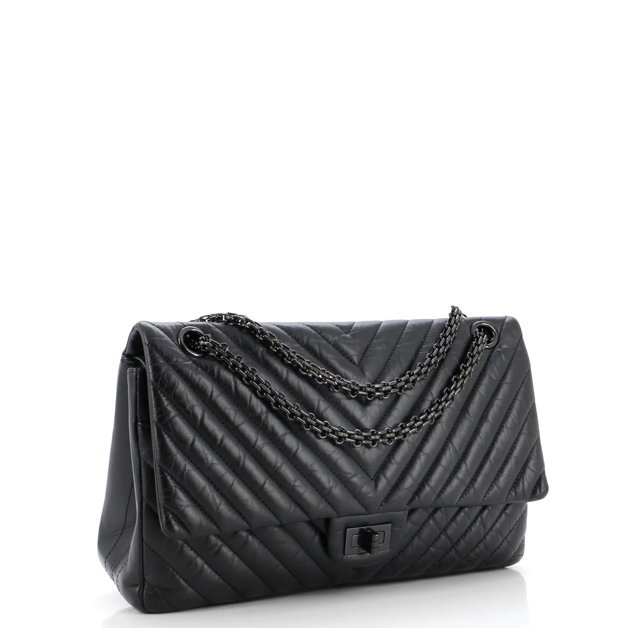 So Black Reissue 2.55 Flap Bag Chevron Aged Calfskin 226 - Deep Luxury