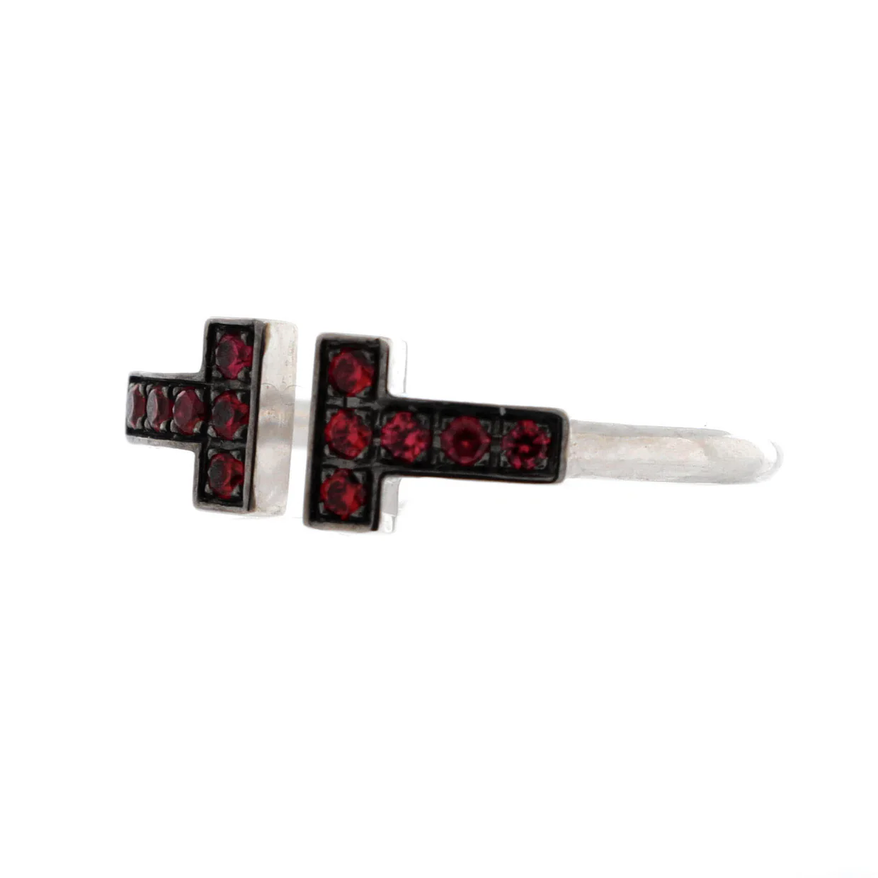 T Wire Ring 18K White Gold with Rubies - Deep Luxury