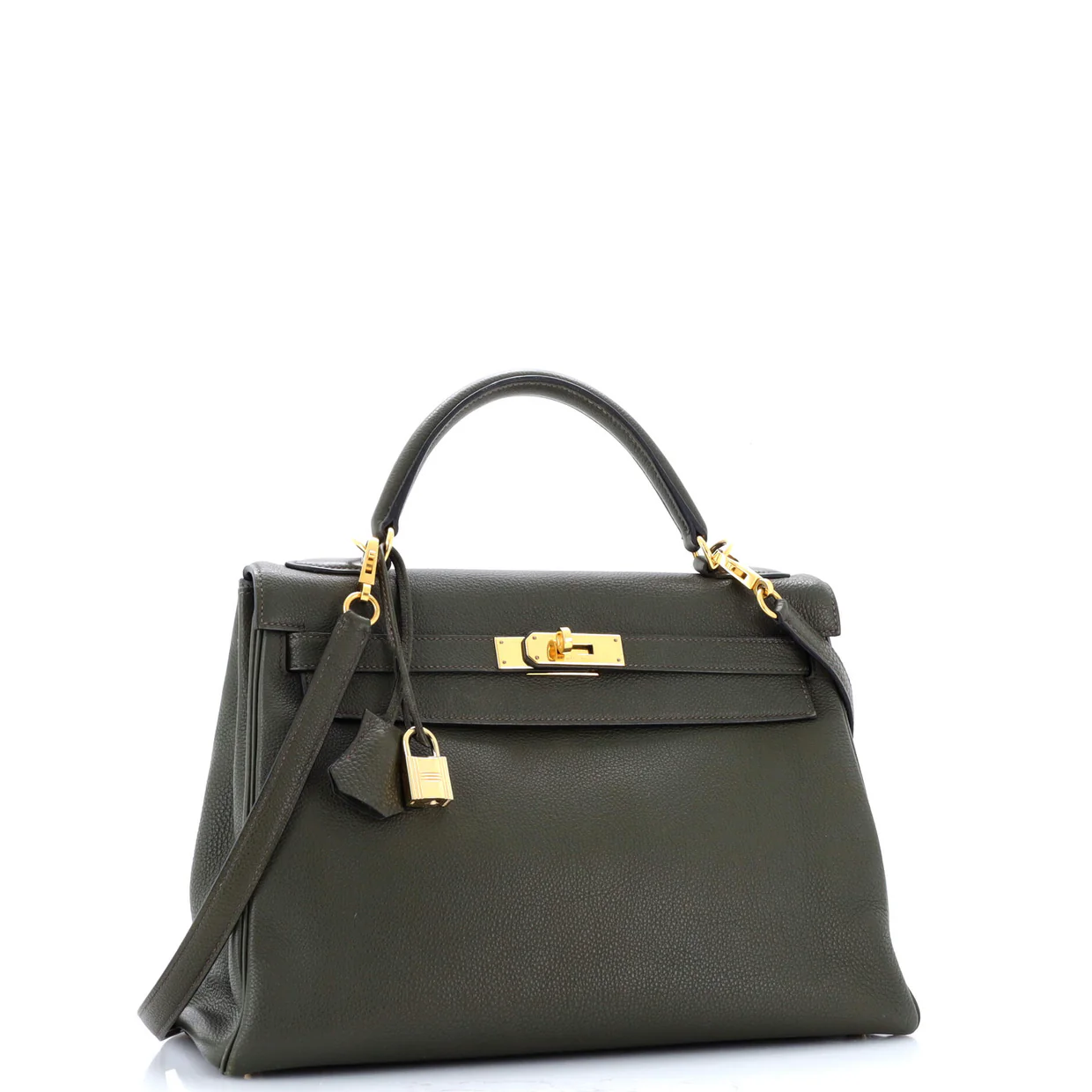 Kelly Handbag Vert Olive Togo with Gold Hardware 32 - Deep Luxury