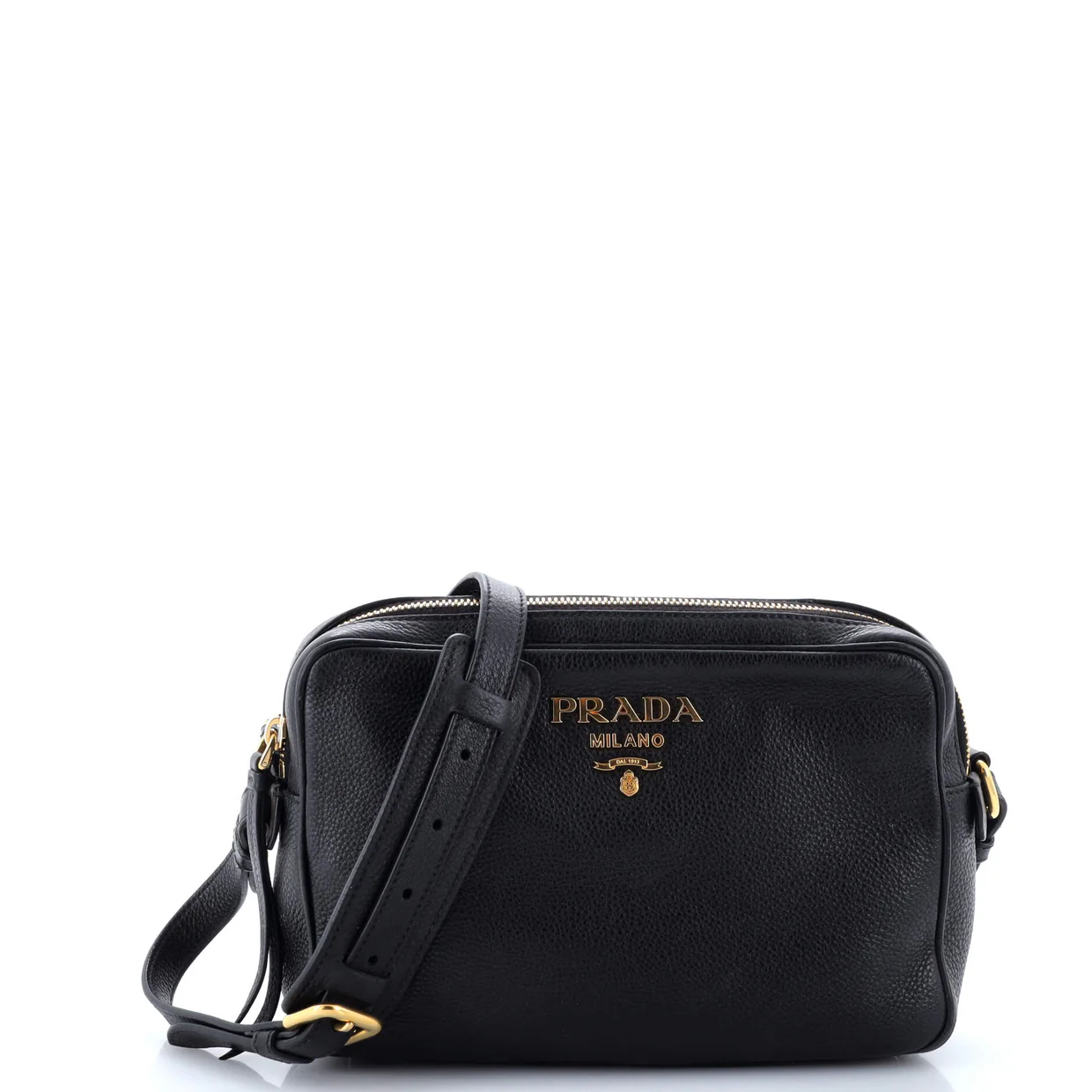 Double Zip Camera Bag Vitello Phenix Medium - Deep Luxury