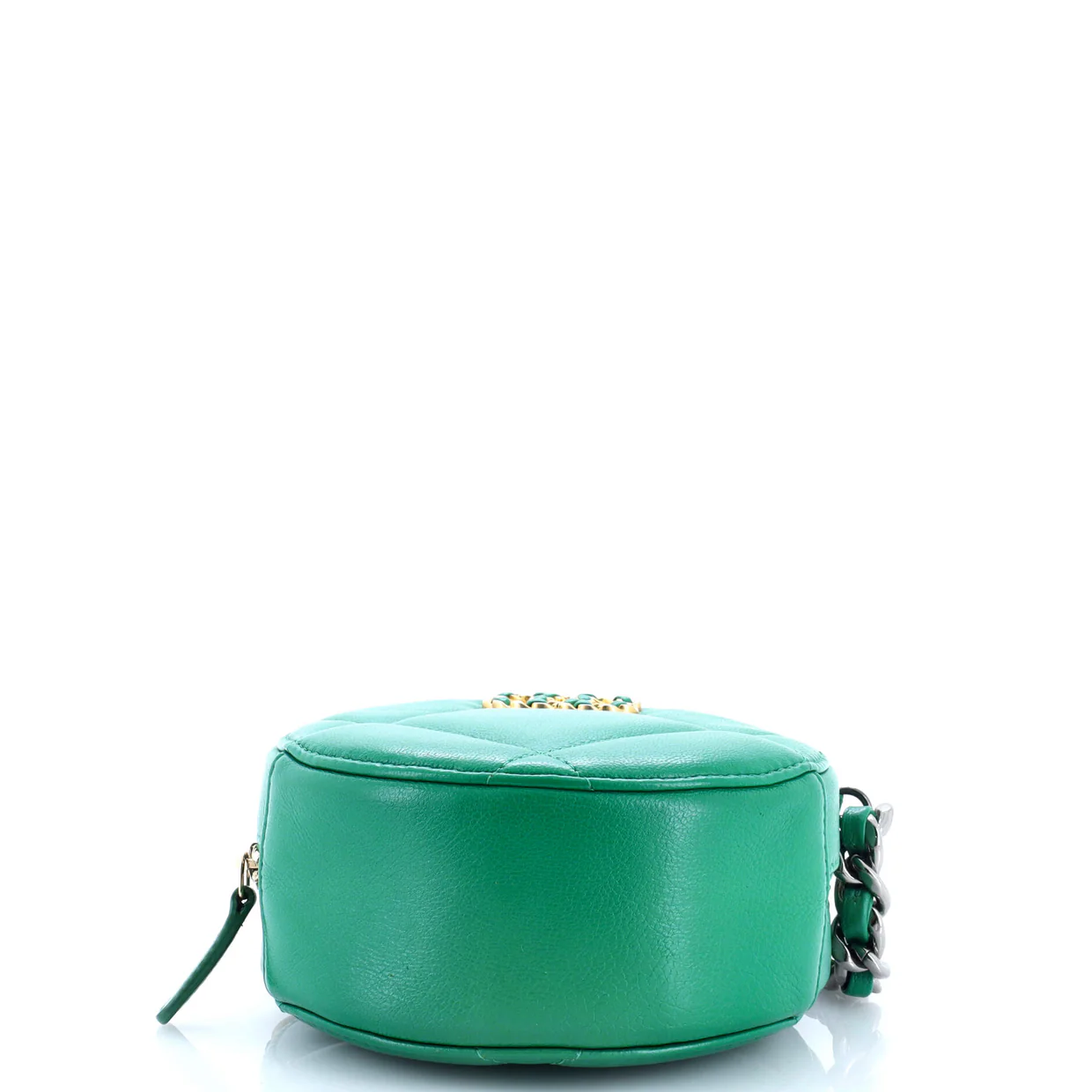 19 Round Clutch with Chain Quilted Leather - Deep Luxury