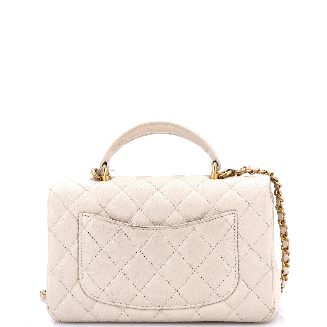 Classic Single Flap Top Handle Bag Quilted Caviar Mini - Deep Luxury